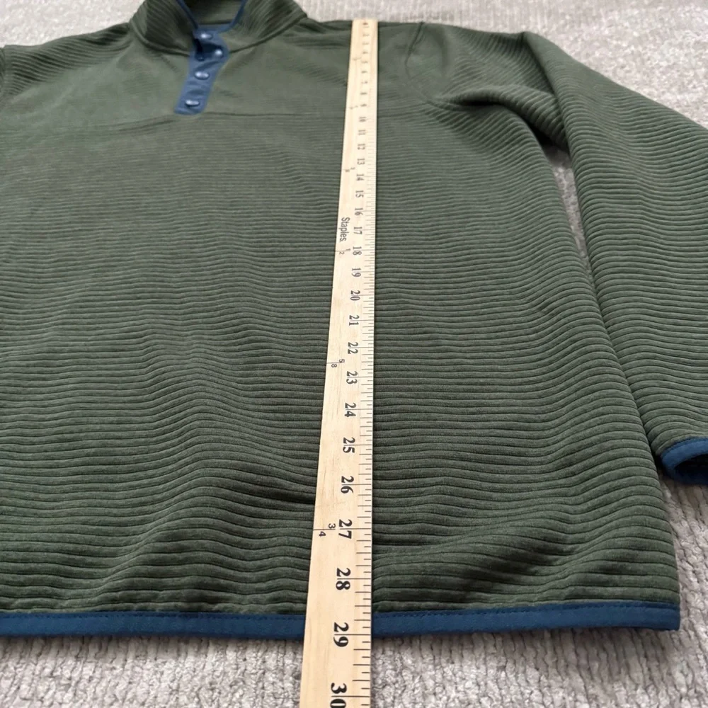 J.Crew Authentic Fleece Pullover Green XL Snap Mock Neck‎ Long Sleeve